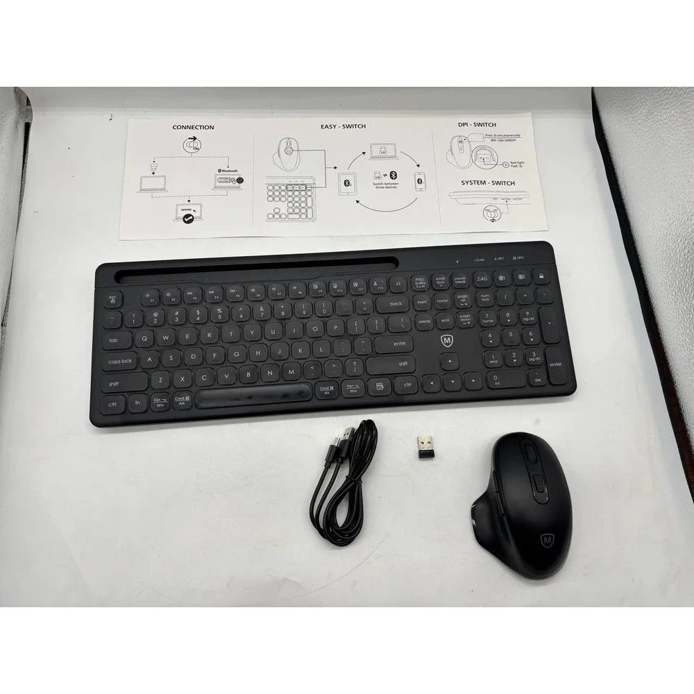 MicroPack Bluetooth Keyboard Mouse Wireless Backlit Dual Mode Multi Bluetooth